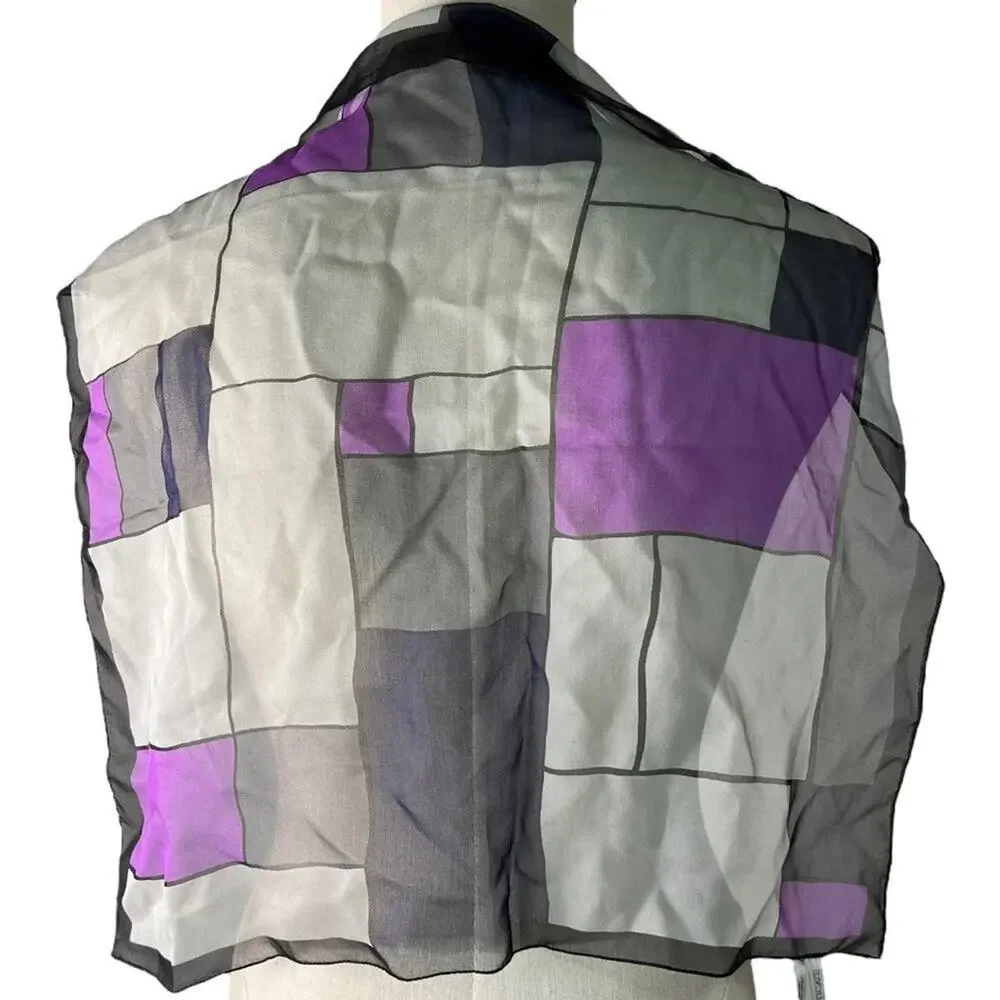 Vintage Silk Square Scuff Color Block Purple Gray Petite Sophisticate 20